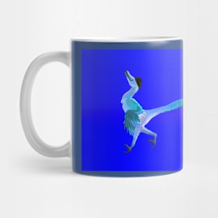 Feathered blue velociraptor with top hat Mug